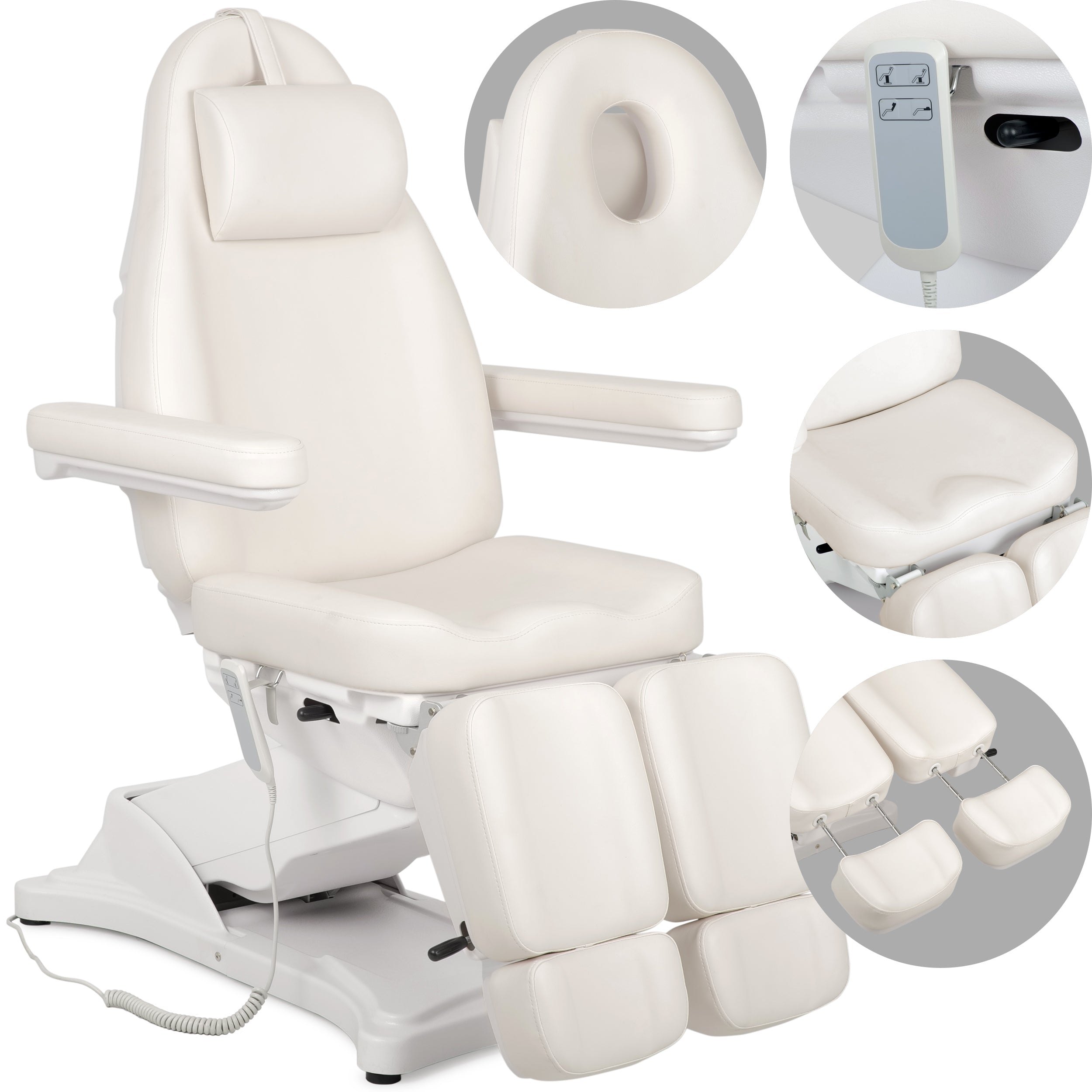 Cosmetic treatment chair, electric Elara PRO 6P, white