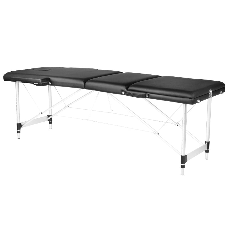 3-section black comfort massage table made of aluminum