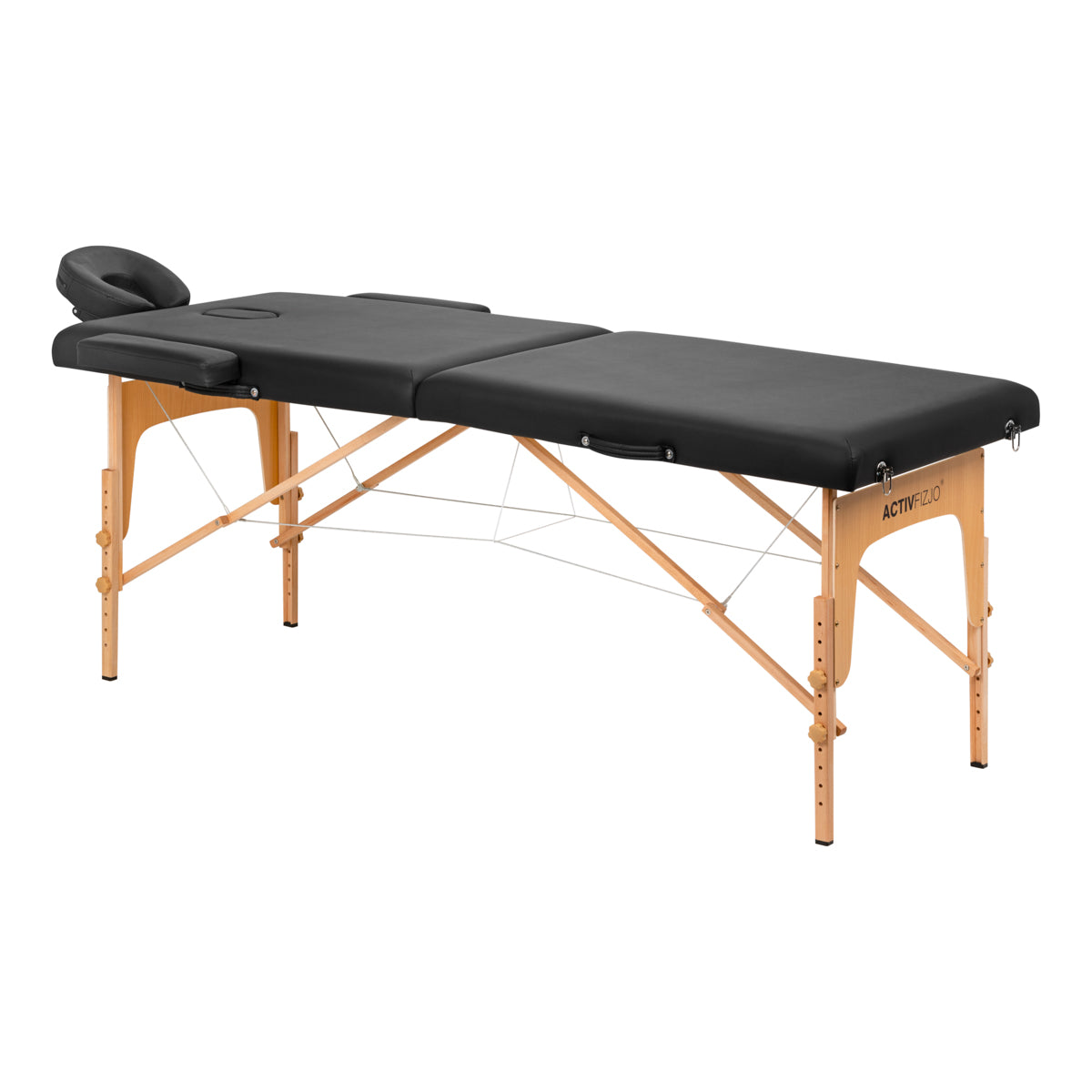 WOODEN FOLDING MASSAGE TABLE COMFORT ACTIV FIZJO LUX 2-SECTIONS 190X70 BLACK