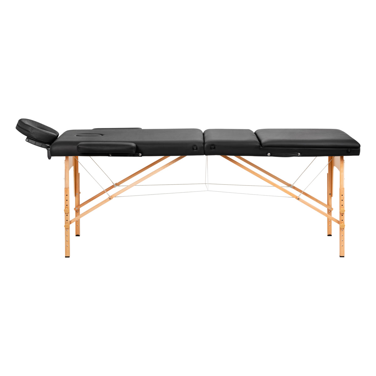 WOODEN FOLDING MASSAGE TABLE COMFORT ACTIVFIZJO LUX 3-SECTIONS 190X70 BLACK